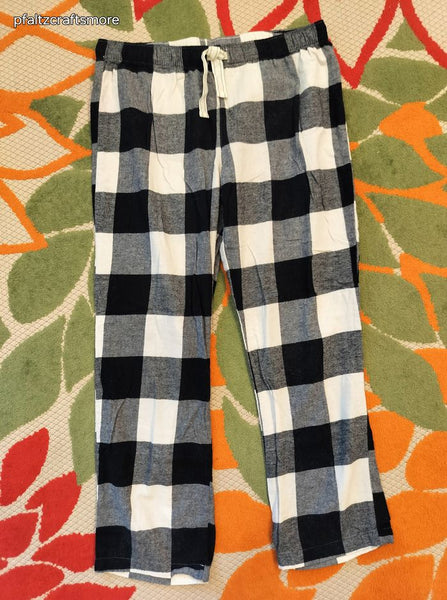 Women's Old Navy Black & White Checkered Flannel Lounge Sleep Pants Sz Lg