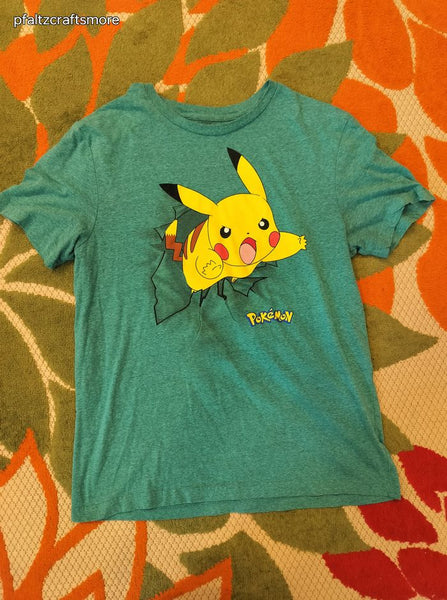 Pokemon Men's Unisex Pikachu Teal Green Graphic Tee Large