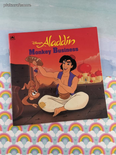 Vintage 1993 Disney's Aladdin Monkey Business Golden Books Softcover
