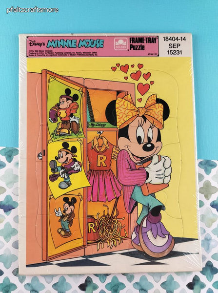 Vintage Disney's Minnie Mouse Golden Cardboard Frame-Tray Puzzle, New SEALED