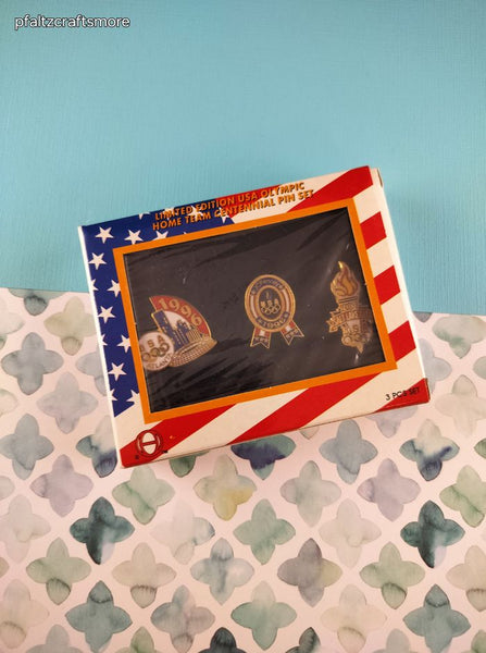 Vintage 1996 Limited Edition USA Olympic Home Team Centennial Pin Set NOS