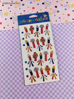 Vintage Stickopotamus SHINY Holographic Glitter Fireworks Full Sticker Sheet, New & Sealed