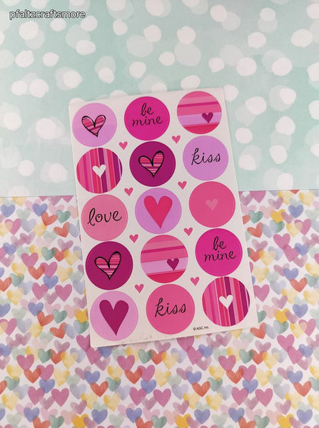 AGC American Greetings Valentines Hearts Love Full Sticker Sheet, Clean & Unused