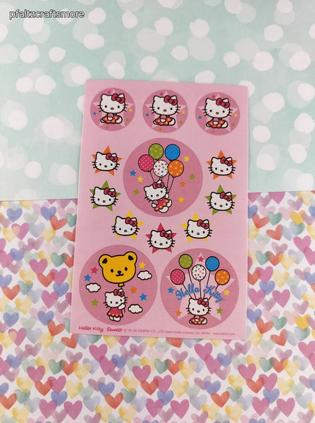 Vintage 2009 Hello Kitty Colorful Balloons Full Sticker Sheet, Clean & Unused