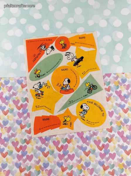 Vintage 1990's Hallmark Peanuts Snoopy Woodstock Rewards Full Sticker Sheet, Clean & Unused