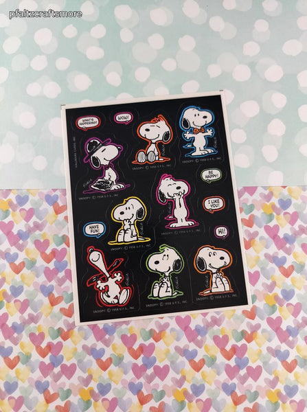 Vintage 1990's Hallmark Peanuts Snoopy Full Sticker Sheet, Clean & Unused
