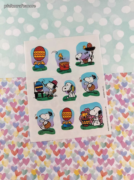 Vintage 1990's Hallmark Peanuts Snoopy Easter Rewards Full Sticker Sheet, Clean & Unused