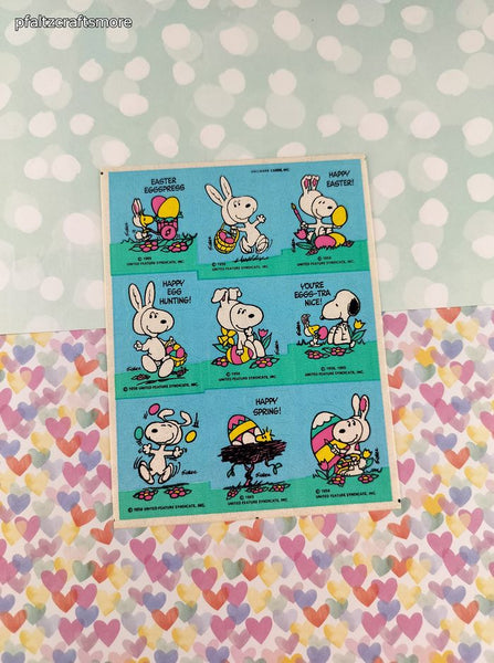 Vintage 1990's Hallmark Peanuts Snoopy Easter Beagle Full Sticker Sheet, Clean & Unused