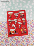 Vintage 1990's Hallmark Peanuts Snoopy Valentine's Day Hearts Full Sticker Sheet, Clean & Unused