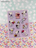 Vintage 1990's Hallmark Peanuts Snoopy Valentine's Day SHINY Hearts Full Sticker Sheet, Clean & Unused