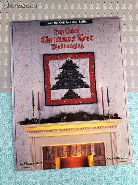 Vintage 1990 Log Cabin Christmas Tree Wallhanging Quilt in a Day Counted Cross Stitch Softcover Booklet