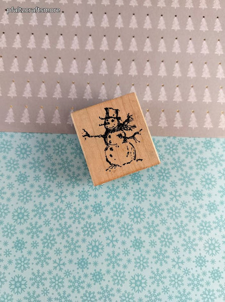Vintage 2004 Art Impressions Miniature Snowman Winter Christmas Rubber Stamp