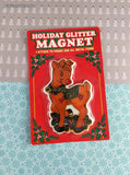 Vintage Kmart Christmas Holiday Glitter Reindeer Magnet NIP