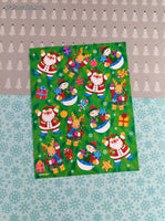 Vintage Amscan Christmas Seasons Greetings Santa Claus Full Sticker Sheet, Unused
