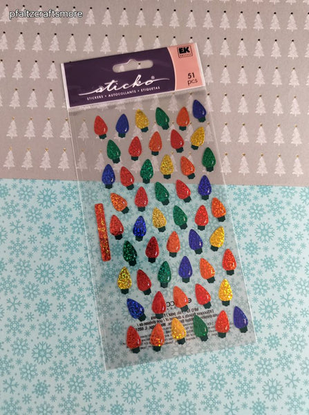 Vintage Christmas Bulbs Stickopotamus SHINY Holographic Glitter Full Sticker Sheet, New & Sealed
