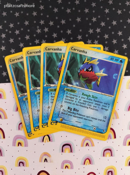 Vintage Common - Set/4 Carvanha ex Ruby & Sapphire Non-Holo Pokemon Cards 51/109 - LP