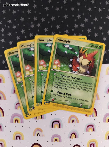 Vintage Common - Set/4 Wurmple ex Ruby & Sapphire Non-Holo Pokemon Cards 78/109 - LP