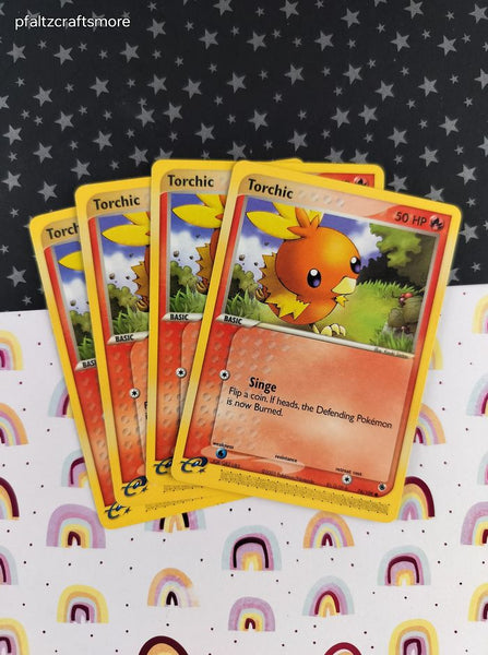 Vintage Common - Set/4 Torchic ex Ruby & Sapphire Non-Holo Pokemon Cards 74/109 - LP