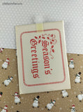 Vintage Christmas Red Seasons Greetings Counted Cross Stitch/Fabric Greeting Card Kit NEW
