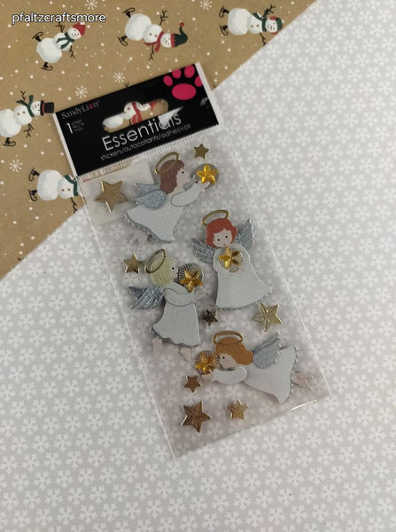Sandylion Essentials Christmas Angels SHINY 3-Dimensional Sticker Pack, New/Sealed