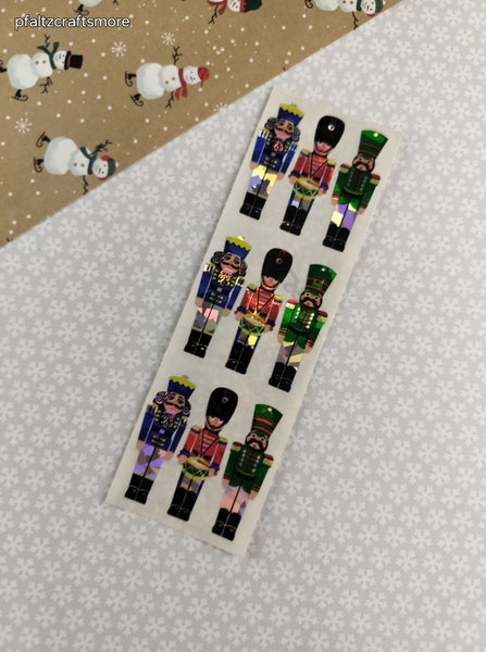 Vintage Sandylion SHINY Christmas Nutcrackers Full Sticker Sheet, Unused