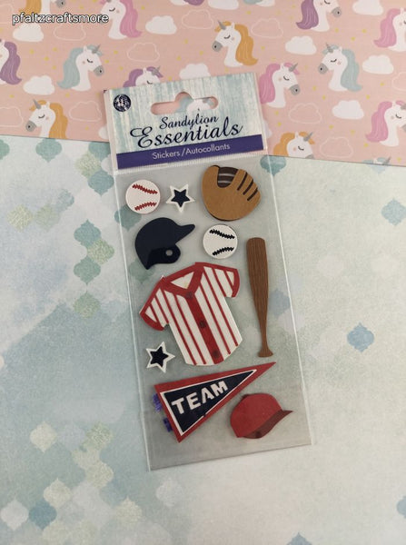 Sandylion Essentials Baseball Team Sports 3-Dimensional Sticker Pack, New/Sealed