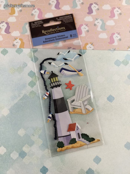 Recollections Ocean Beach Lighthouse 3-Dimensional Sticker Pack, New/Sealed