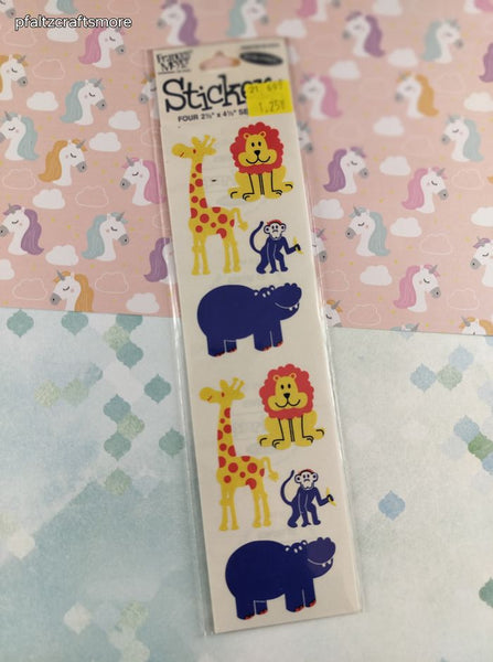 Vintage Frances Meyer FMI Zoo Animals Stickers, 4 Sheets New & Sealed