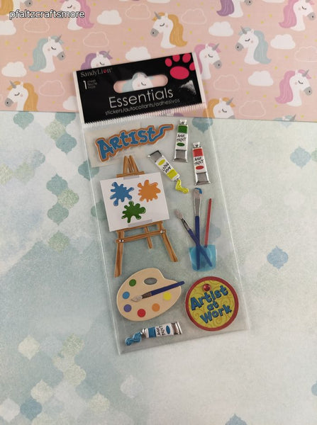 Sandylion Essentials Artist at Work 3-Dimensional Sticker Pack, New/Sealed