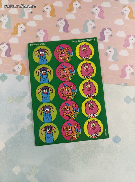 RARE Vintage 1980's Trend Furry Friends Licorice Scratch 'n Sniff Full Sticker Sheet, Unused