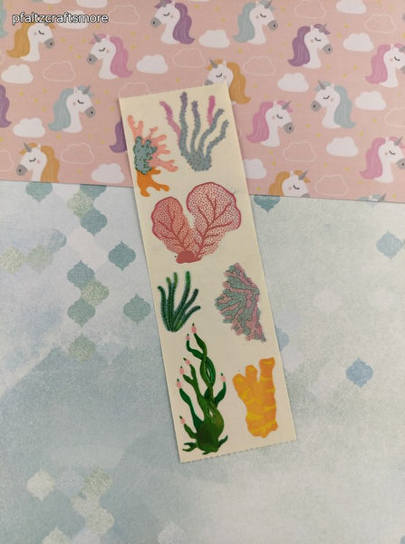 Vintage 1999 Mrs. Grossman's SHINY Ocean Coral Full Sticker Sheet, Unused