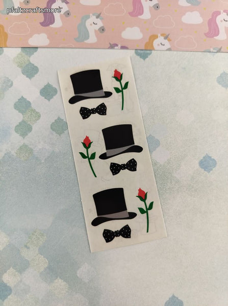 Vintage 1990 Mrs. Grossman's Roses & Top Hats 3/4 Sticker Sheet, Unused