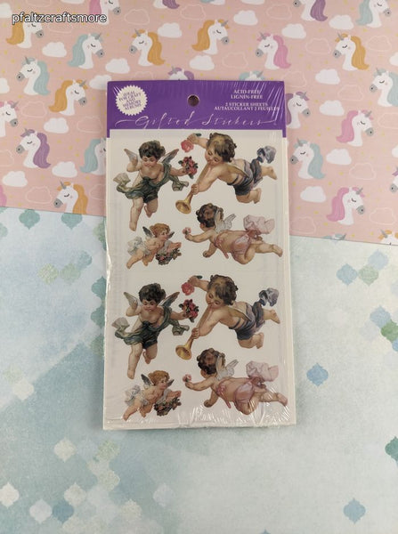 Vintage 1994 Gifted Michel Studio Stickers, Angelic Babies, 2 Sheets New & Sealed