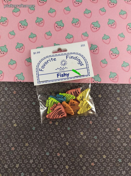 Favorite Findings Notions Decorative Buttons "Fishy" NEW & SEALED