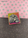 Vintage 1999 Skykids Rainbow Snow Leopards Wooden Block/Rubber Stamp