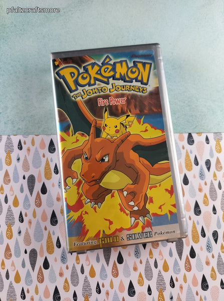 Vintage 2001 Pokemon the Johto Journeys Fire Power Plastic Case VHS Tape, Like New