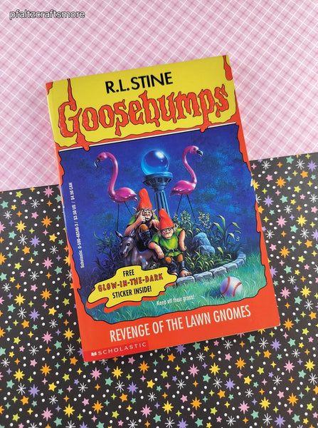 Vintage 1995 1st Printing R.L. Stine Goosebumps #34, Revenge of the Lawn Gnomes Softcover, Like New *With Sticker*
