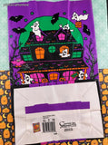 Vintage Halloween Vibrant Purple Haunted House Ghosts Medium Gift Bag, Unused