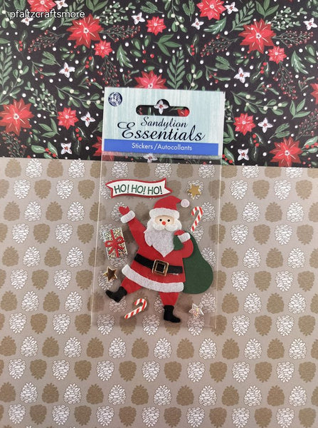 Sandylion Essentials Christmas Santa Claus 3-Dimensional Sticker Pack, New/Sealed