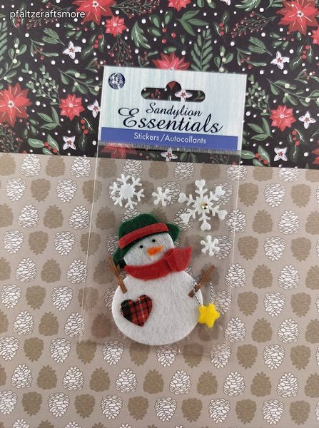 Sandylion Essentials Wintry Snowman 3-Dimensional Sticker Pack, New/Sealed