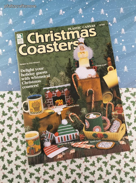 Vintage 1997 House of White Birches Christmas Coasters Plastic Canvas Softcover Booklet Like New