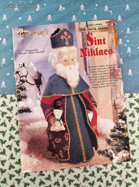 Vintage 1996 The Needlecraft Shop Old World Santas: Sint Niklaes Plastic Canvas Softcover Booklet Like New