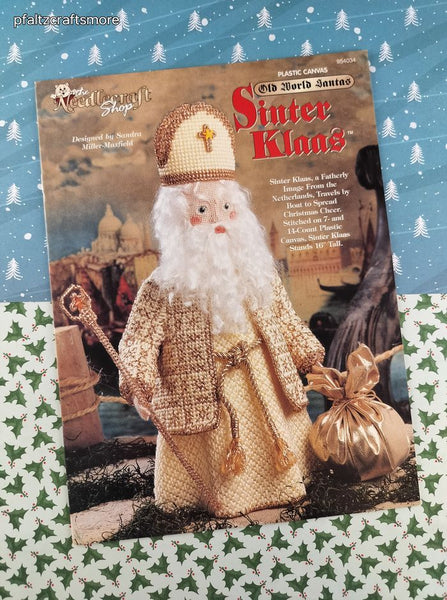 Vintage 1995 The Needlecraft Shop Old World Santas: Sinter Klaas Plastic Canvas Softcover Booklet Like New