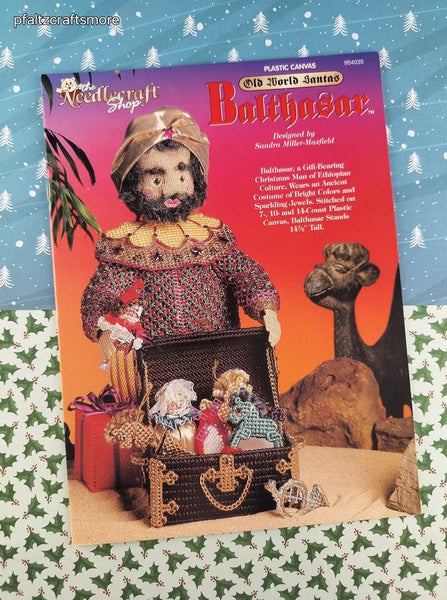 Vintage 1995 The Needlecraft Shop Old World Santas: Balthasar Plastic Canvas Softcover Booklet Like New
