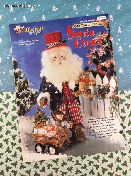 Vintage 1995 The Needlecraft Shop Old World Santas: Santa Claus Plastic Canvas Softcover Booklet Like New