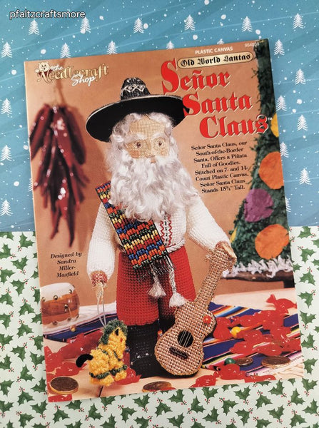 Vintage 1995 The Needlecraft Shop Old World Santas: Senor Santa Claus Plastic Canvas Softcover Booklet Like New