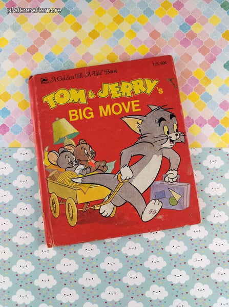 VTG 1985 Golden Tell-A-Tale Book, Tom & Jerry's Big Move Hardcover