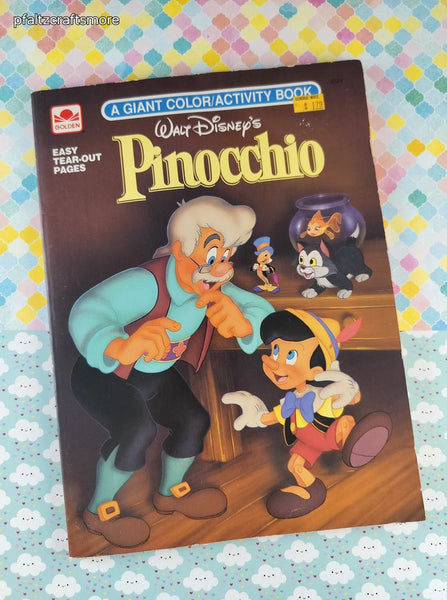 Vintage 1991 Walt Disney's Pinocchio Giant Color/Activity Book Golden Softcover