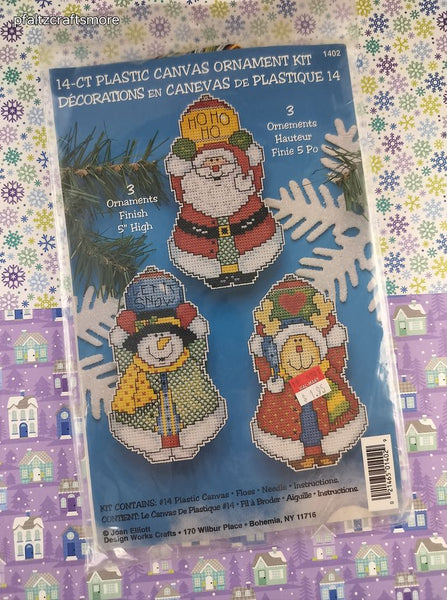 Vintage 14-Ct Plastic Canvas Christmas Ornament #1402 Kit NEW