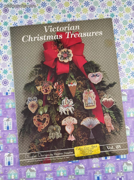 Vintage 1989 Victorian Christmas Treasures Counted Cross Stitch Softcover Booklet
